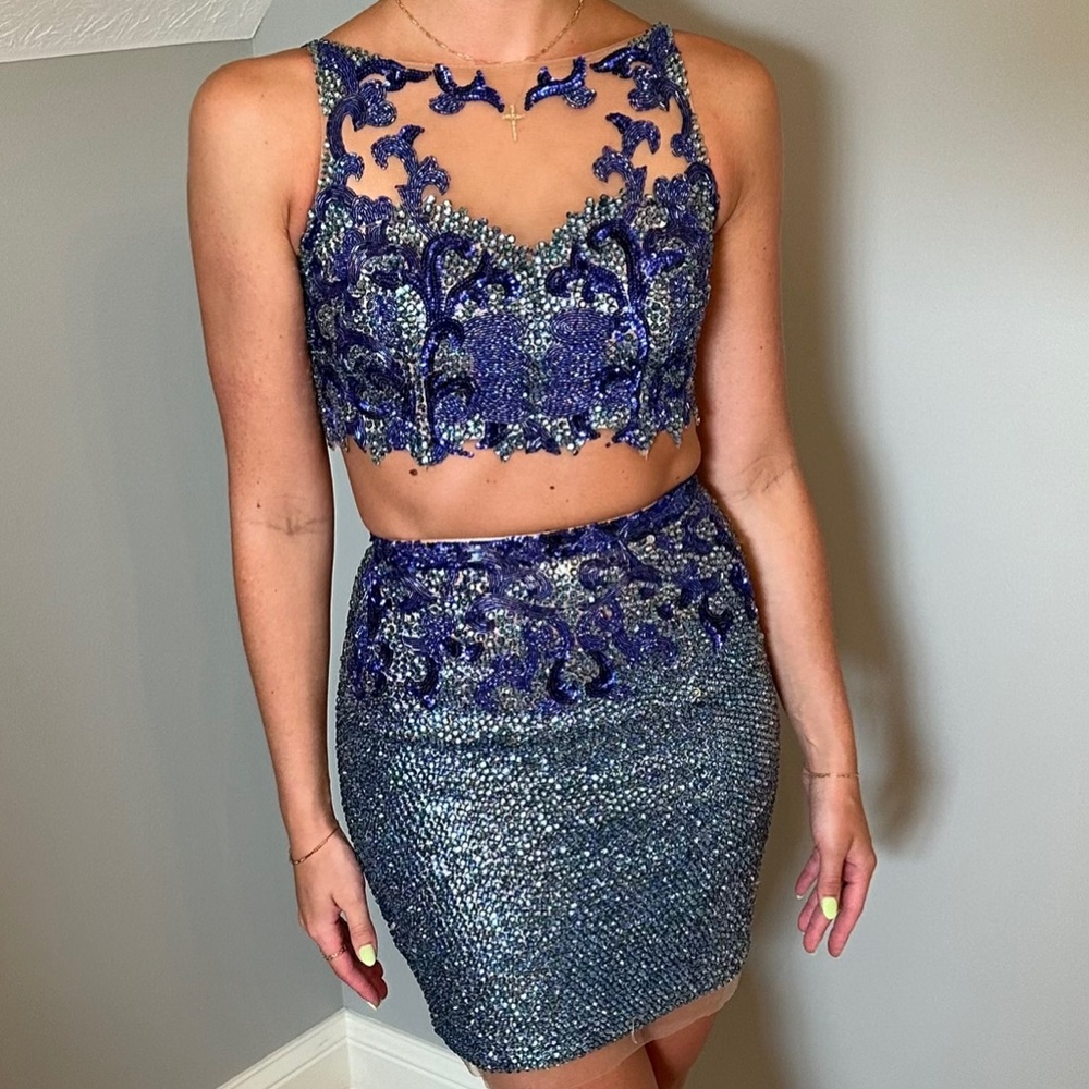 Royal Blue Sherri Hill Two Piece Dress